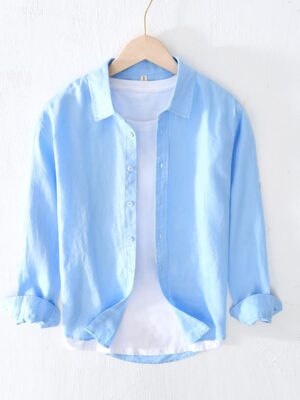 Men's Summer Casual Solid Color Linen Shirt