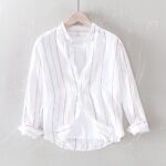 Men's Casual Stripe Long Sleeve Linen Shirt