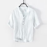 Men's V-Neck Linen Short Sleeve T-Shirt