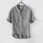 Men's V-Neck Linen Short Sleeve T-Shirt