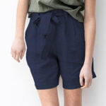 Women's Linen Lace-Up High-Waisted Shorts