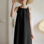 Women's Linen Off-Shoulder Midi Dress