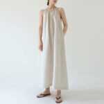 Women's Linen Off-Shoulder Midi Dress