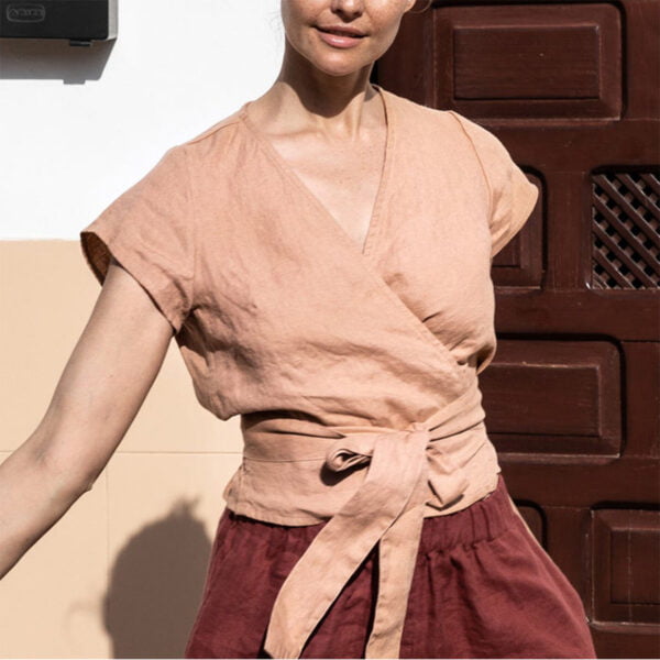 Women’s Linen Lace-Up Shirt