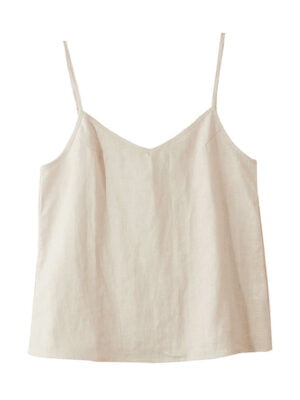 Women's Linen Camisole - Sleeveless, Backless V-Neck