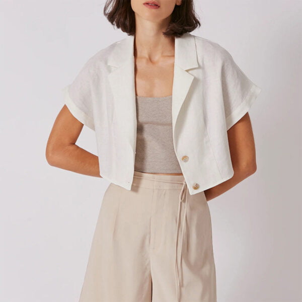 Women's Lapel Linen Cardigan Shirt