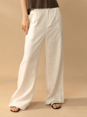 Women's Linen Wide-Leg Casual High-Waisted Straight Pants