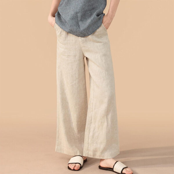 Women's Linen Wide-Leg Casual High-Waisted Straight Pants