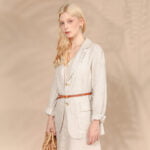 Women's Long Sleeve Slim Linen Short Blazer