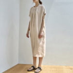 Women's Vintage Linen Belted Dress