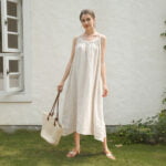 Women's Mid-Length Linen Sundress with Straps