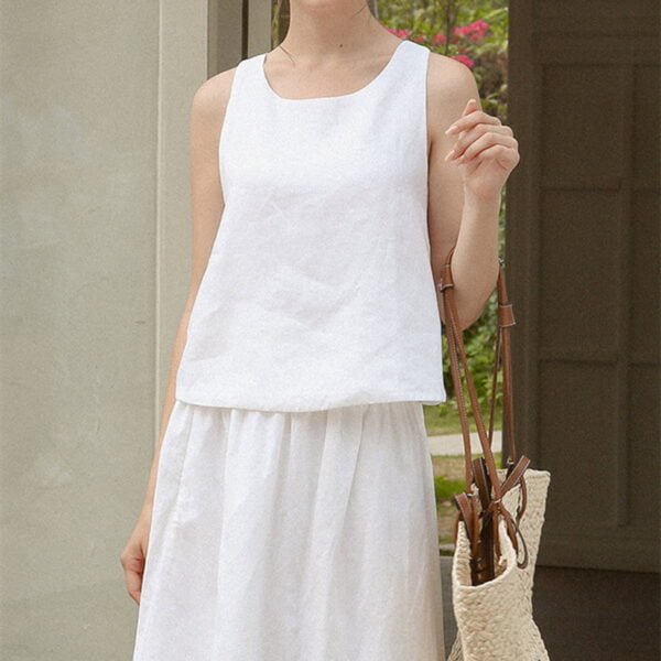 Women's Summer Cross-Back Linen Tank Top