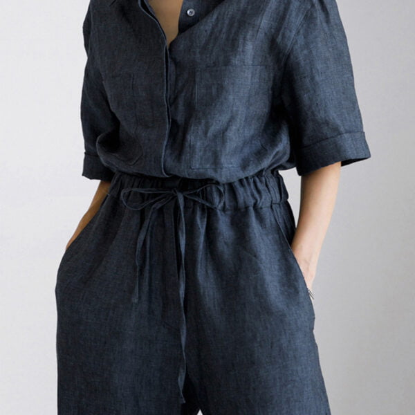 Women's Linen Short Sleeve Jumpsuit