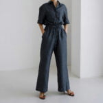 Women's Linen Short Sleeve Jumpsuit