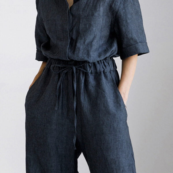 Women's Linen Short Sleeve Jumpsuit