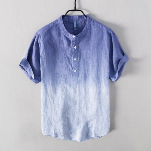 Men's Gradient Linen Polo Collar Short Sleeve T-Shirt