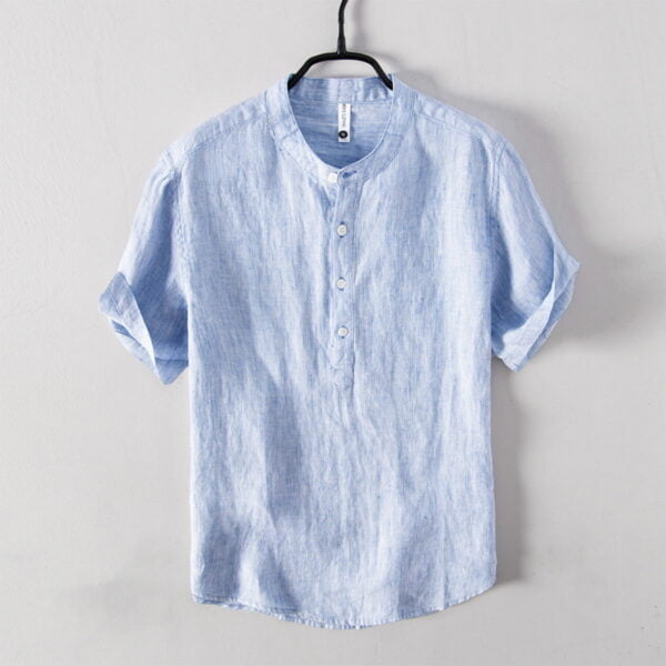 Men's Gradient Linen Polo Collar Short Sleeve T-Shirt