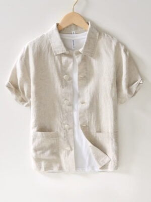 Men's Linen Shirt in Solid Color