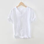 Men's Vintage-Inspired V-Neck Linen Tee