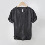 Men's Vintage-Inspired V-Neck Linen Tee