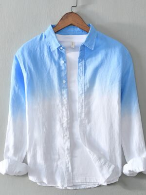 Men's Casual Long Sleeve Gradient Linen Shirt