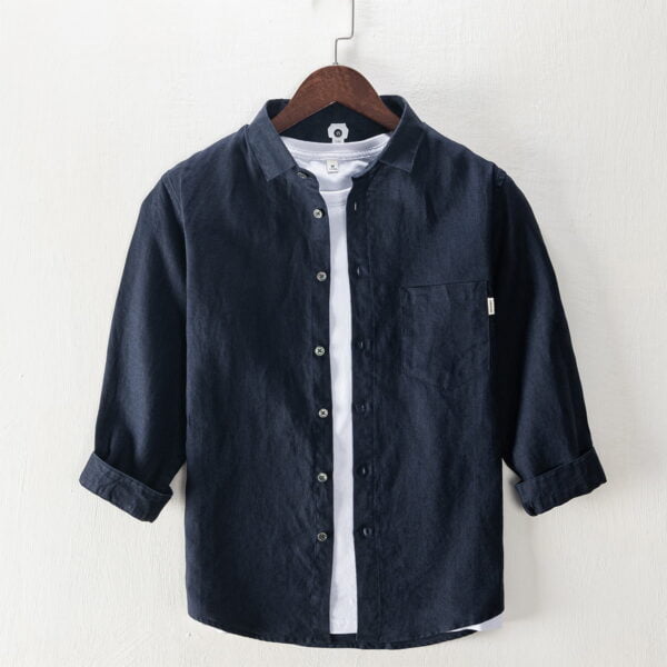 Men's Casual 3/4 Sleeve Summer Linen Shirt