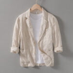 Men's Casual Linen Blazer with Lapel