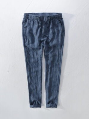 Men's Striped Linen Straight Pants