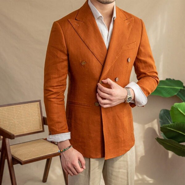 Men's Slim Fit Double-breasted Summer Linen Blazer