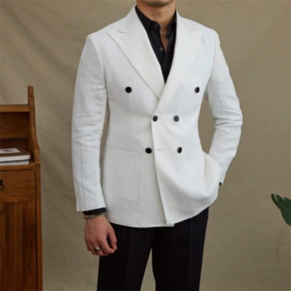 Men's Slim Fit Double-breasted Summer Linen Blazer