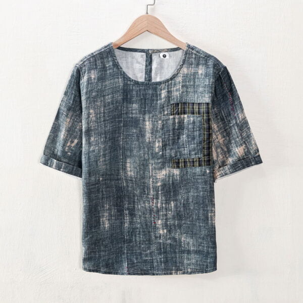 Men's Linen T-Shirt with Dip-Dye Print